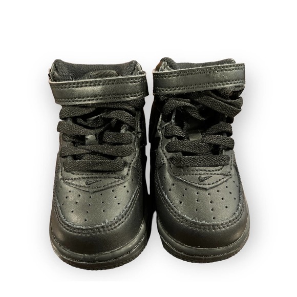 *Toddler Nike Air Force 1 Mid LE (TD) ‘Triple Black’ Shoes - Picture 1 of 5